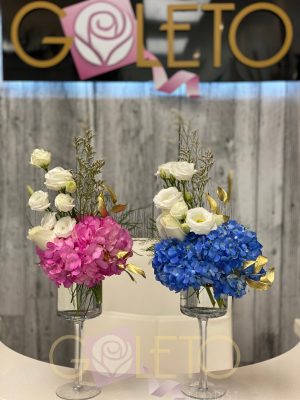 Gender reveal flower arrangements